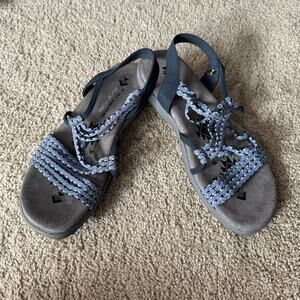 Skechers Reggae Slim Stretch Slingback Sandals Light Blue & Gray Women's Size 7